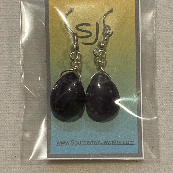 SJC Amethyst Earrings w/StainSteel Ear Wires - Picture 4 of 5